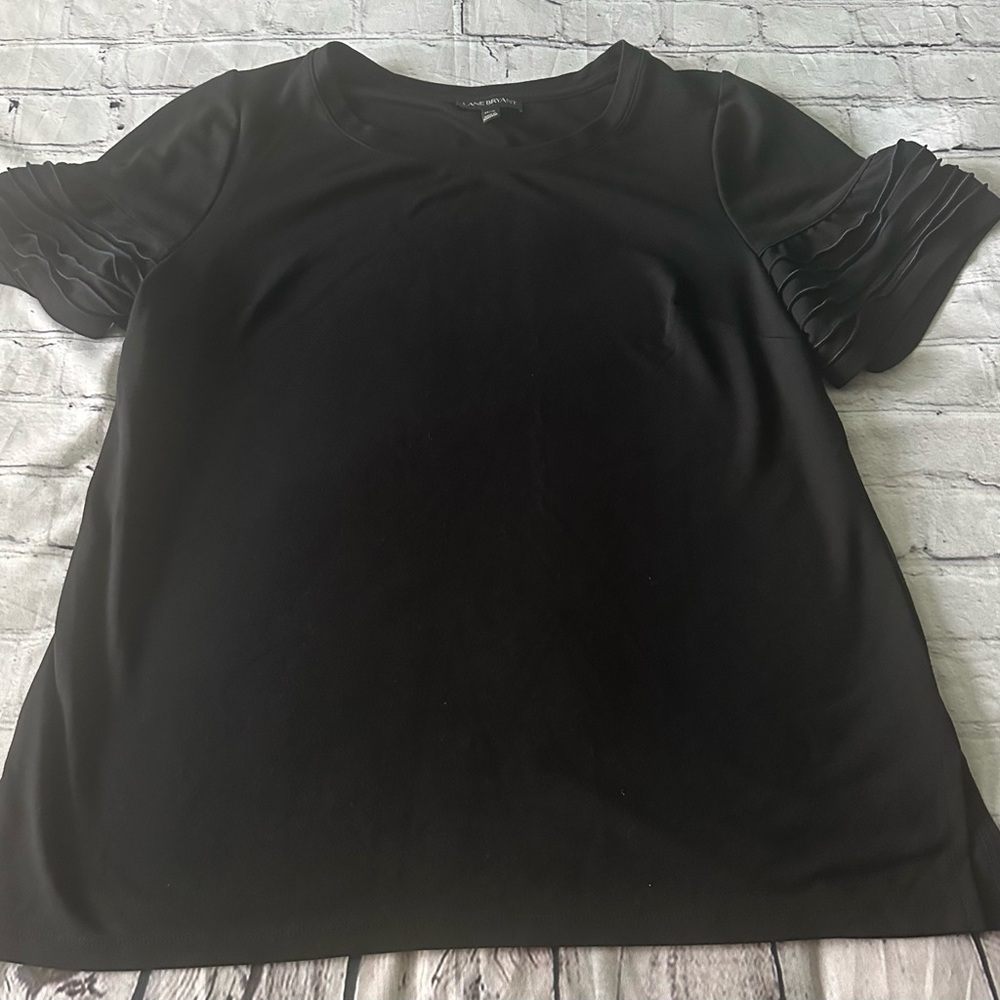 Lane Bryant Black with Ruffle Sleeves Top